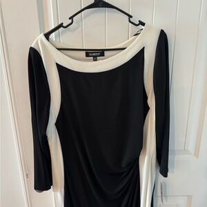 Glamour Black and White Long Sleeve Dress